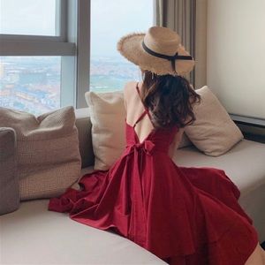 ✨ Lace-up back mini Dress in Red✨